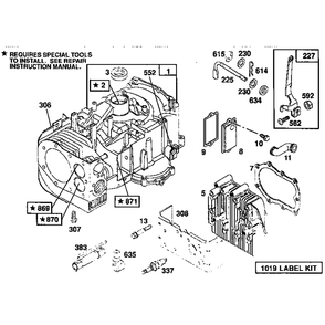 Cylinder Assembly Diagram and Parts List for 259700-259799 0102, 0104, 0117 Briggs and Stratton Engine